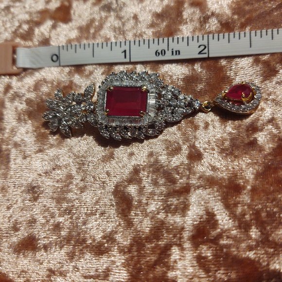 Gold Tone cz Lab Grown Ruby - Picture 3 of 3